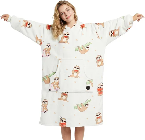 Miniatura 10 de Three Poodle - Manta con capucha portátil para niños, sudadera de sherpa de gran tamaño con capucha gigante, manta con capucha cálida y acogedora