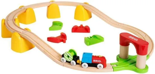 Miniatura 3 de BRIO World 33710 - Mi primer tren de batería ferroviario Juego de 25 piezas de tren de madera para niños pequeños Incluye accesorios y pistas