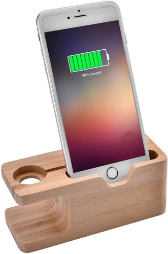 Miniatura 2 de Estación de carga de bambú del teléfono celular Muelle Estación de carga de madera Soporte de teléfono de madera para &