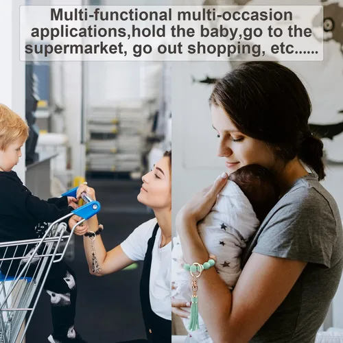 Miniatura 5 de Pusunas Llaveros para mujer para llavero de automóvil pulsera de pulsera cadenas de silicona con cuentas