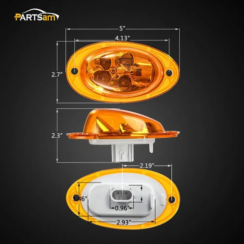 Miniatura 5 de Partsam Para Freightliner Cascadia - Luces LED de señal de giro LED ámbar 5-2835-SMD, reemplazo sellado para Freightliner LED lateral de cabina