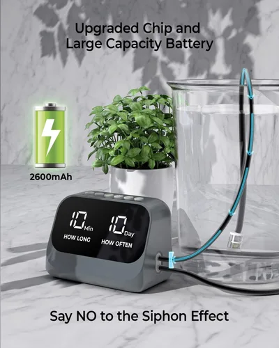 Miniatura 4 de Riego automático para plantas en maceta, utilizando un temporizador programable inteligente, cuenta con una pantalla LED impermeable, una batería