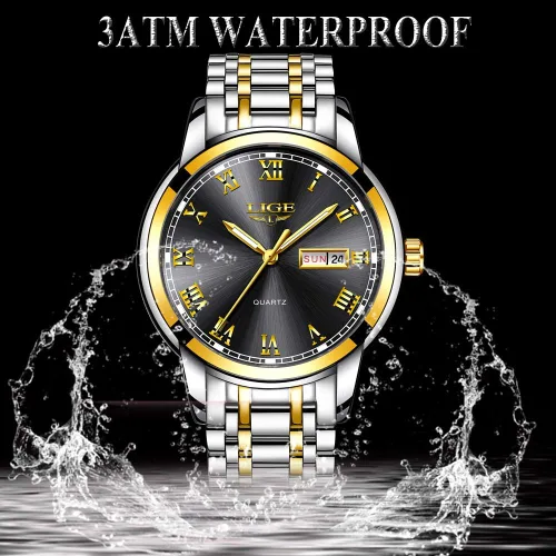 Miniatura 5 de LIGE Mens Watches Waterproof Stainless Steel Date Analogue Quartz Watch Gents Classical Business Wrist Watch for Men
