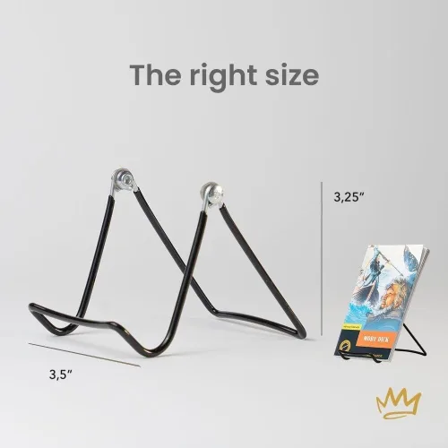 Miniatura 4 de KINGDOM SOLUTIONS HECHO EN EE.UU. Paquete de 2 caballetes ajustables de metal negro - Soporte para libros - Soporte de placa resistente para arte