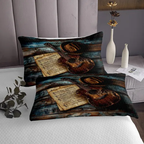Miniatura 44 de Castle Fairy Cowboy Boots Bedspread Twin Size Bohemia Musical Guitar Coverlet Set Boys Bedroom Present Western Rustic Cowgirl Decor Bedding Set