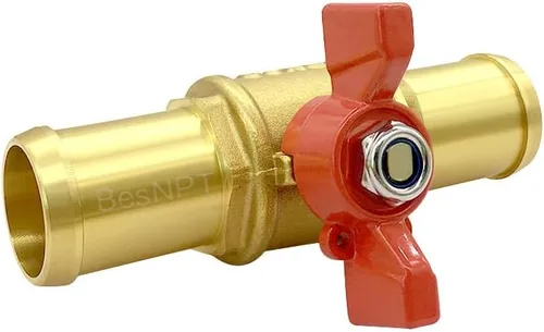 Miniatura 6 de Válvula de cierre de latón Válvula de bola de lengüeta de manguera de 1 pulgada Interruptor rojo con abrazaderas para agua, combustible y aire