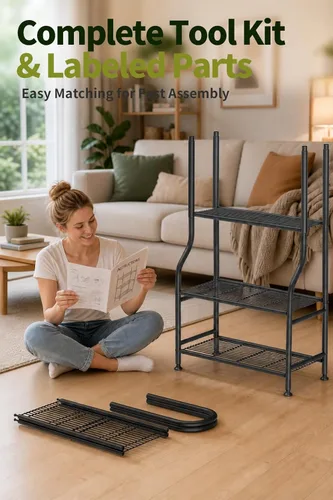Miniatura 9 de Soporte de metal para plantas de 5 niveles para interiores y exteriores, soporte de flores impermeable para múltiples macetas, soportes resistentes