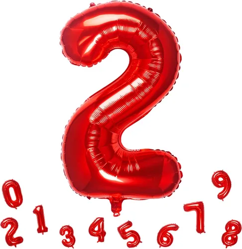 Miniatura 16 de Globos rojos de 32 pulgadas con el número 1 de aluminio para decoración de fiesta de cumpleaños (globo rojo número 1)