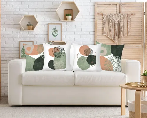 Miniatura 3 de Juego de 4 fundas de almohada modernas de mediados de siglo de 18 x 18 pulgadas, fundas de almohada geométricas bohemias para sofá al aire libre