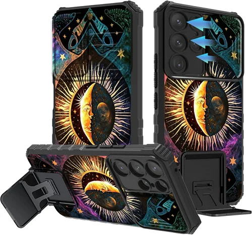 Miniatura 1061 de Funda para Samsung Galaxy S22 Ultra 5G, Galaxy S22 Ultra con cubierta de cámara deslizante, funda resistente de doble capa con función atril Black