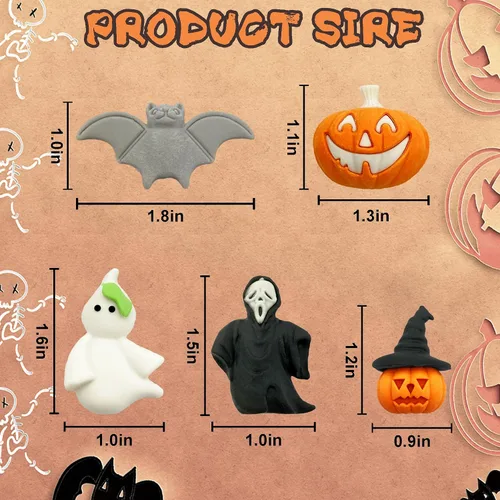 Miniatura 3 de Borradores de Halloween para niños, 35 piezas de borradores de calabaza 3D a granel para premios de clase de estudiantes, recompensa de juego, caja