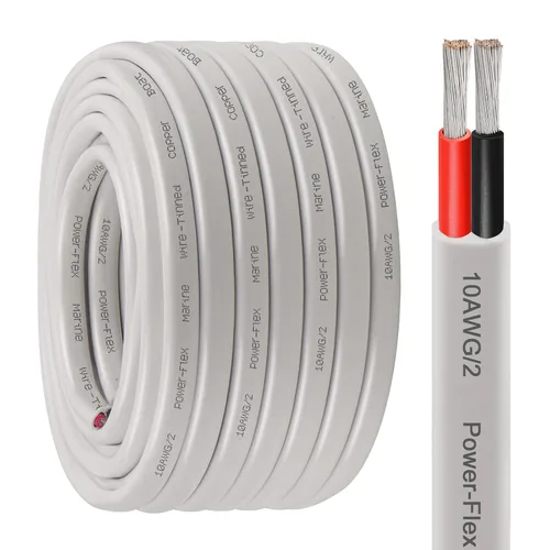 Miniatura 20 de Cable marino dúplex de calibre 10, cable de cobre estañado para barco, 150 pies, 10 AWG, estándar de EE. UU., OFC, alambre de cobre libre de oxígeno
