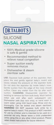 Miniatura 8 de Dr. Talbot's Aspirador nasal para bebés - Silicona - con estuche de almacenamiento - Elefante azul (paquete de 2)