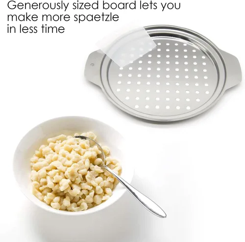 Miniatura 8 de KEISSCO Tapa de acero inoxidable para hacer Spaetzle con raspador - Tradicional máquina alemana para hacer fideos de huevo, olla para espaguetis
