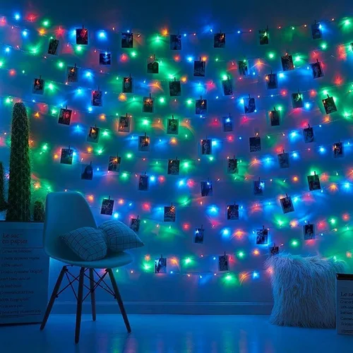 Miniatura 3 de Luces de Cadena Solares Luces de Navidad Solares 200 LED 72 Pies 8 Modos Luces de Cadena para Exteriores Impermeables para Jardín Fiesta Patio Hogar