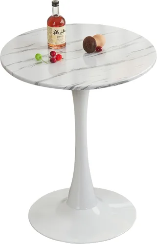 Miniatura 12 de Mesa de Comedor Tulip Redonda para 2, Mesa Moderna de Mediados de Siglo con Pedestal de Metal Resistente para Cocina, Bistró, Café, Ocio
