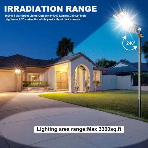 Miniatura 3 de Paquete de 3 luces solares de calle de 9500 W, 240000 lm, IP67, impermeables, del atardecer al amanecer, luces de calle solares al aire libre