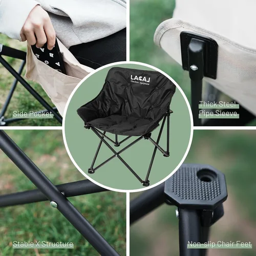 Miniatura 4 de G2 GO2GETHER Silla de camping portátil, silla plegable al aire libre, silla de mochilero de tela Oxford con marco de aluminio, soporte de 264