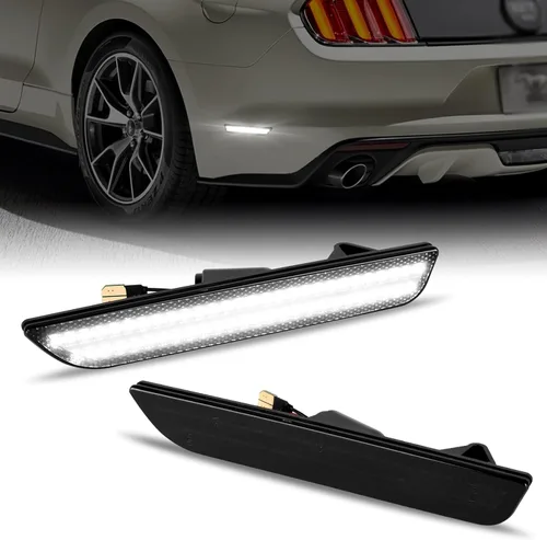 Gempro Luces LED de Marcador Lateral Trasero para Ford Mustang 2010-2014, Lámparas de Parachoques Blancas con Lente Ahumada, 2PCS