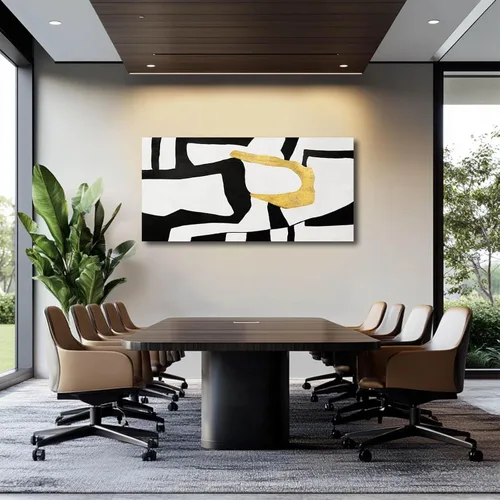 Miniatura 4 de NBAODAN Arte de pared en blanco y negro abstracto para decoración de pared, póster geométrico de lienzo grande, pintura de pared grande de 24 x 48