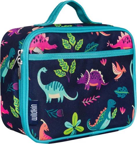 Wildkin Lonchera para niños con aislamiento – Duradera y reutilizable para la escuela y los viajes - Tiernos dinosaurios