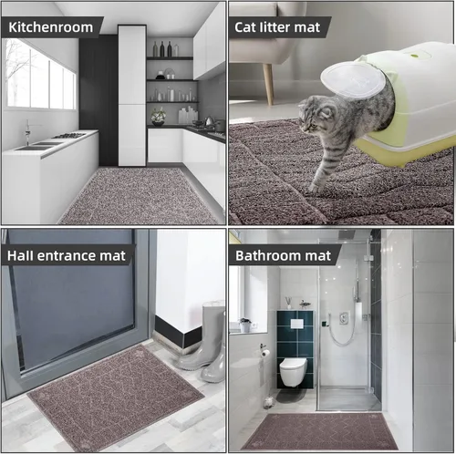 Miniatura 7 de Alfombrilla de arena para gatos, alfombrilla de arena que atrapa la arena suave para las patas de los gatitos, 35" x 24" alfombrilla de caja de Gris