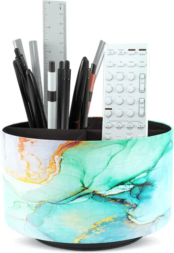 Miniatura 92 de Organizador Redondo de Cuero para Suministros de Arte, Soporte para Control Remoto, Rotación de 360 Grados, Soporte Multifuncional para Lápices
