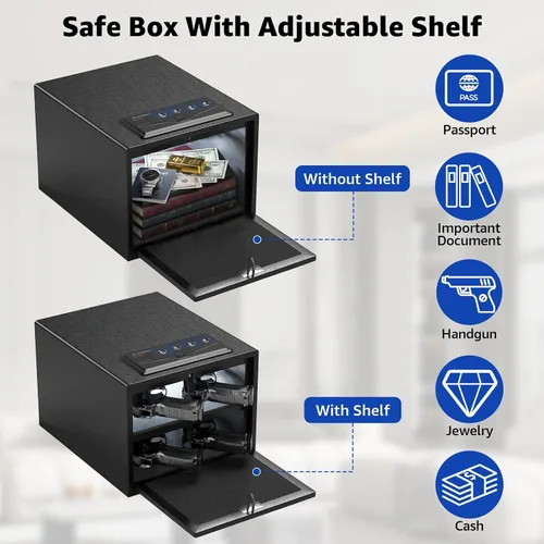 Miniatura 3 de XDeer Caja fuerte biométrica para pistolas (certificada por FCC y Departamento de Justicia de California) - Caja fuerte para armas de mano de acceso