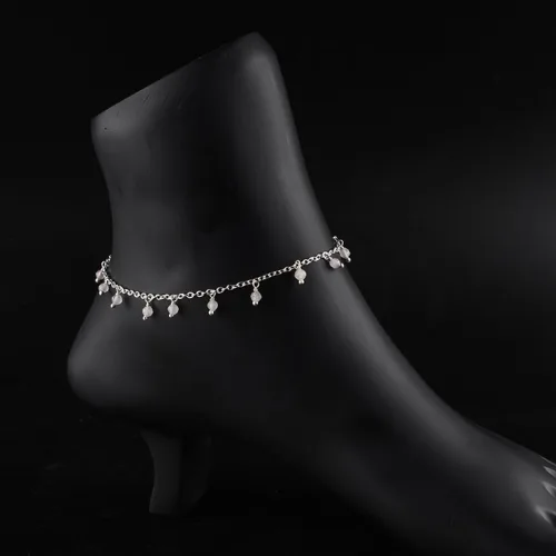 Miniatura 63 de Yanara Tobilleras de piedras preciosas para mujer, piedra natal natural, chapada en plata, joyería hecha a mano en 8.5 + 1.5 pulgadas, cristales