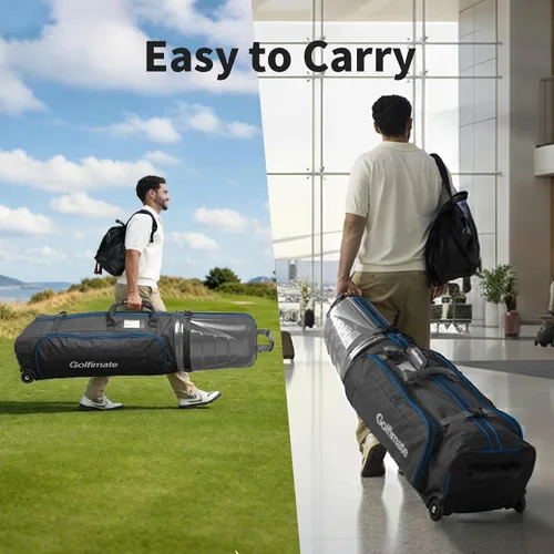 Miniatura 8 de Golf Travel Bags for Airlines with Carbon Fiber Hard Top, Protective Club Traveling Cover with Wheel, Golf Club Carrier Case for Airplanes, Thick