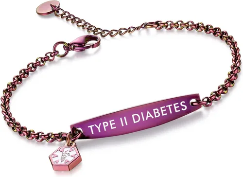 Miniatura 135 de LinnaLove - Pulsera de identificación de alerta médica con cadena Rolo simple pregrabada para mujer