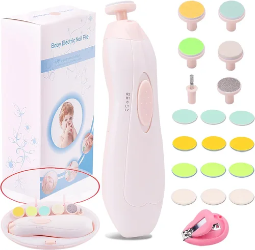 Miniatura 10 de Cortauñas Eléctrico para Bebés Lima de Uñas Cortauñas para Bebé, Kit de Lima Lijadora de Uñas Segura 20 en 1 para Recién Nacidos Bebés Niños