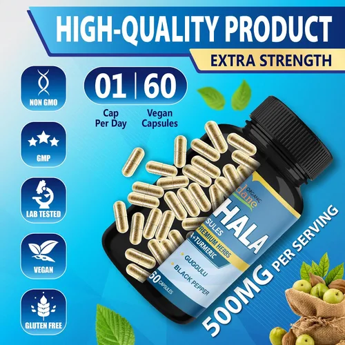 Miniatura 8 de Organic Cadane Cápsulas de extracto de Triphala – Complejo de 6 ingredientes premium con cúrcuma, moringa, guggul, jengibre y pimienta negra – 60