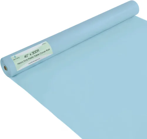 Miniatura 124 de Rollo de plástico para cubierta de mesa color verde manzana, 40 pulgadas x 100 pies, rollo de plástico resistente para cubierta de mesa de banquetes