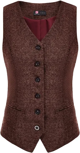 Miniatura 18 de KANCY KOLE Chaleco vintage para mujer, totalmente forrado, formal, de negocios, con botones, chaleco steampunk