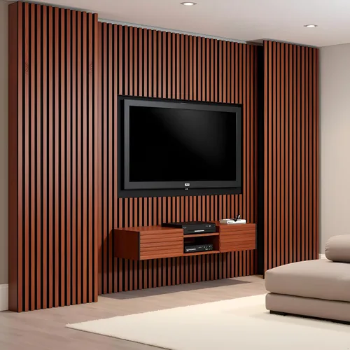 Miniatura 8 de NAVREX 2 paneles acústicos de listones de madera maciza para pared y techo, panel de pared acanalado 3D resistente al fuego que absorbe el sonido