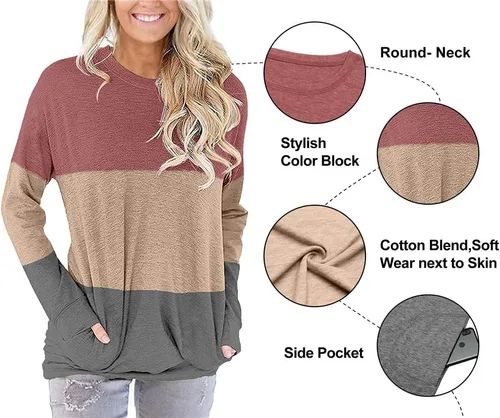 Miniatura 5 de Angerella - Blusas casuales con bolsillos y de corte holgado para mujer