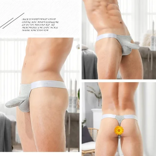 Miniatura 5 de 4UFIT Tangas de algodón para hombre, suaves, transpirables, con nariz de elefante, ropa interior de tiro bajo, con espalda en T