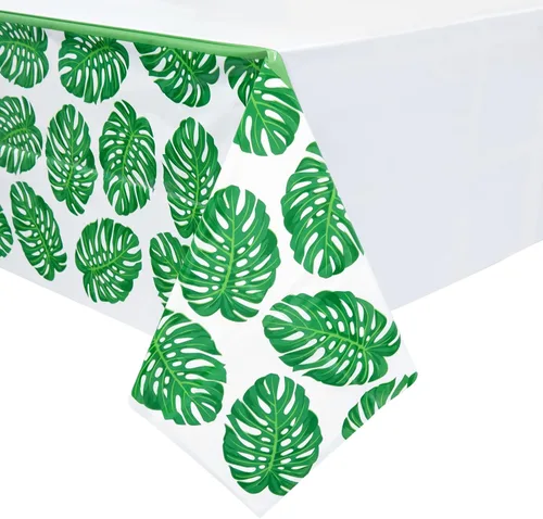 Miniatura 5 de Manteles de hojas tropicales para luau hawaiano, fiesta de cumpleaños safari baby shower (3 unidades, 54 x 108 pulgadas)