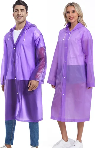 Miniatura 149 de 2 abrigos de lluvia de Borogo para adultos, chaquetas de lluvia reutilizables para hombres y mujeres