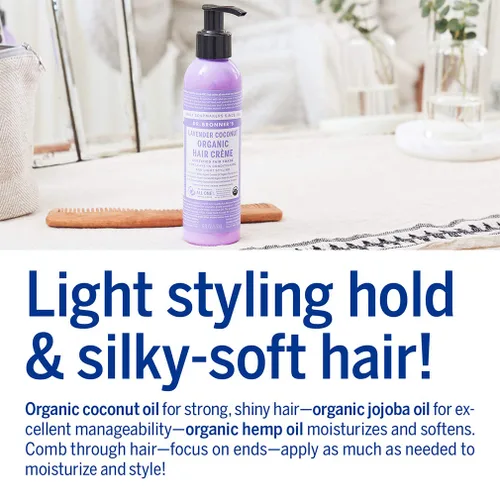 Miniatura 5 de Acondicionador de pelo y crema de peinar Dr. Bronner de lavanda y coco, crema, 6 onzas líquidas
