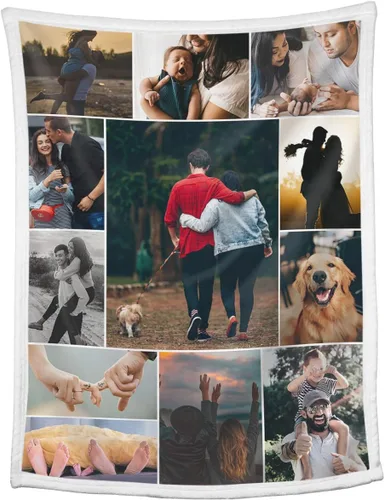 Miniatura 24 de Mantas personalizadas con collage de fotos, mantas personalizadas con texto y imagen, mantas de franela suave, mantas de cama regalo para bebé