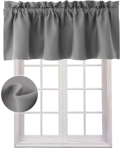 Miniatura 29 de Hiasan - Cortinas de cenefa negras con bolsillo para barra, cortinas opacas para ventanas de cocina, 52 x 18 pulgadas de largo, 1 panel Negro