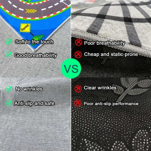 Miniatura 3 de Alfombra para Niños, Alfombras de Tapete de Juego de Pista de Carreras 47×31 pulgadas, Alfombra para Niños con Respaldo de Goma, Línea de Salida