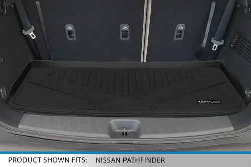 Miniatura 6 de SMARTLINER Alfombrillas de suelo de ajuste personalizado, 3 filas y forro de carga detrás de la tercera fila, color negro, compatibles con Nissan