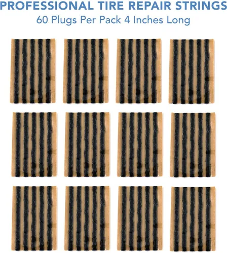 Miniatura 3 de CKAuto 60 cuerdas negras de reparación de neumáticos de 4 pulgadas, tapones de reparación de neumáticos para neumáticos todoterreno sin cámara