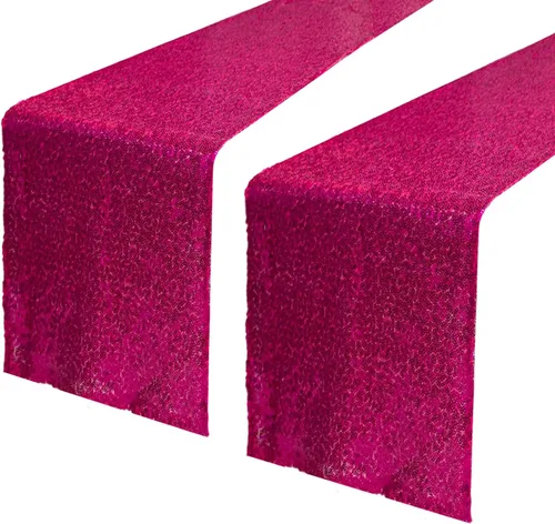 Miniatura 41 de JYFLZQ Camino de mesa de lentejuelas negras de 12 x 72 pulgadas, manteles de mesa de tela con lentejuelas negras brillantes - Caminos brillantes