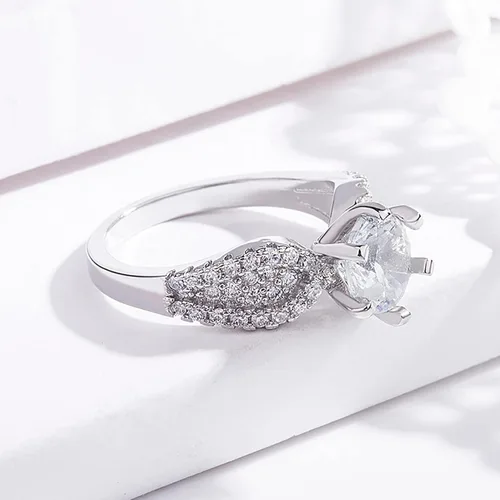 Miniatura 2 de Anillo de plata de diamante de lujo, anillo de compromiso, anillo de boda, anillo de circonita, joyería para tu princesa