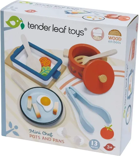 Miniatura 4 de Tender Leaf Toys - Ollas y sartenes - Juego de 13 piezas de cocina de madera para simular, juego de accesorios de cocina para niños - A partir de 3