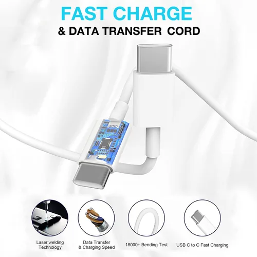 Miniatura 5 de Cargador de carga rápida para iPhone 17 16 15, paquete de 2 unidades, 20 W, USB C, cargador de pared de viaje, bloque de enchufe, cable de carga